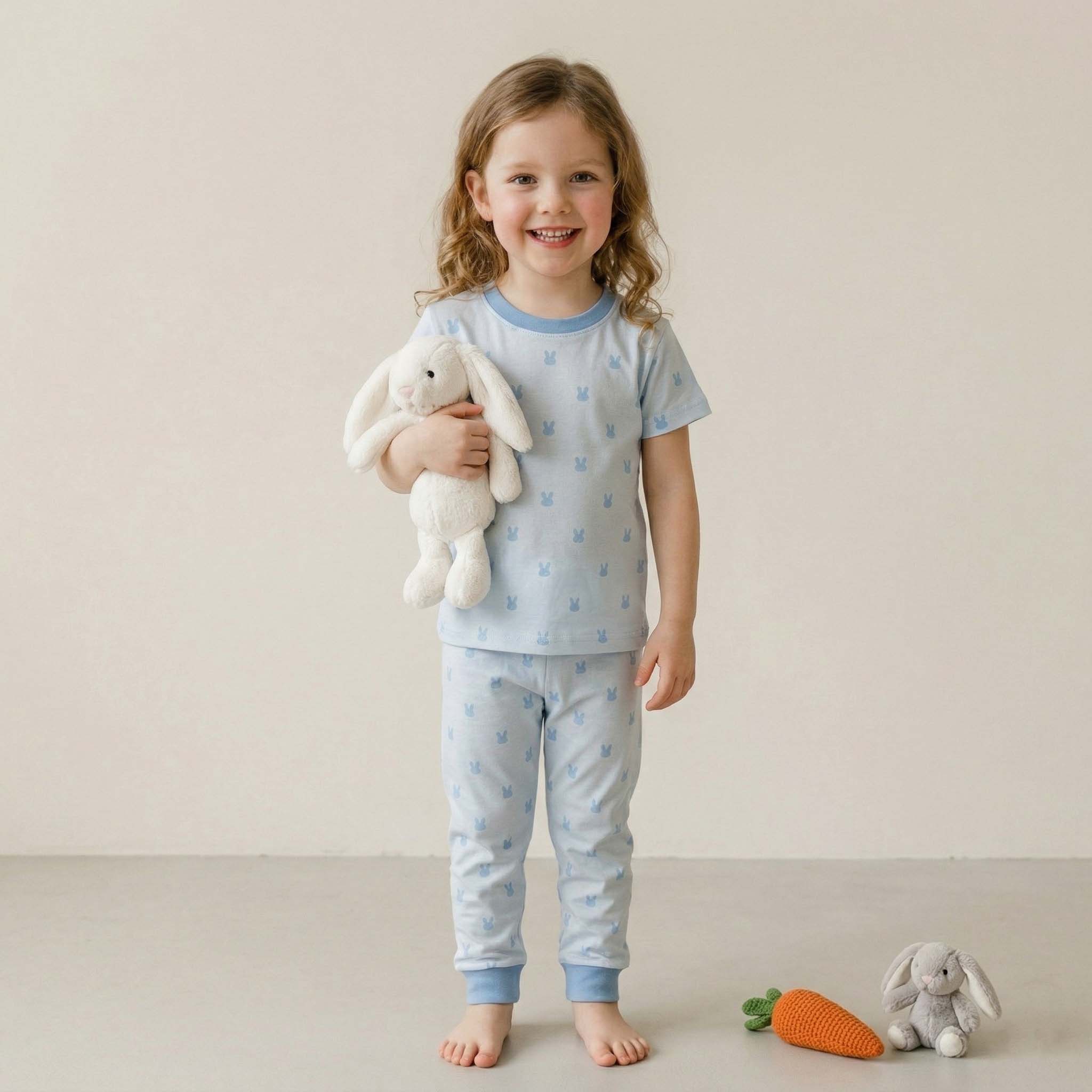 Bunny Buns Girls Short Sleeves Pajama Set - Blue