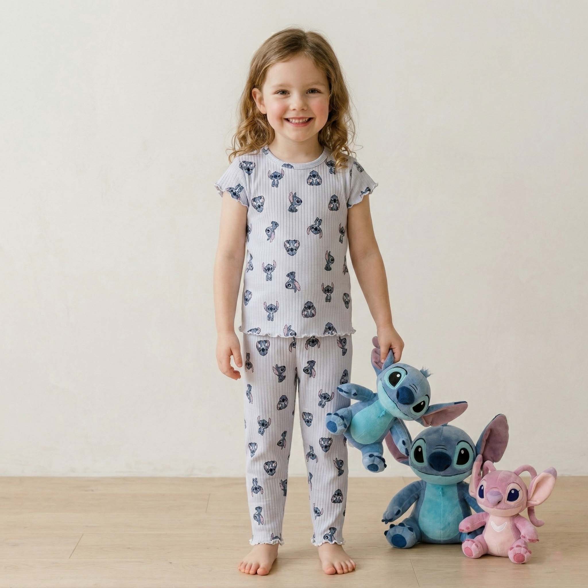 Stitch Girls Short Sleeves Pajama Set - Blue