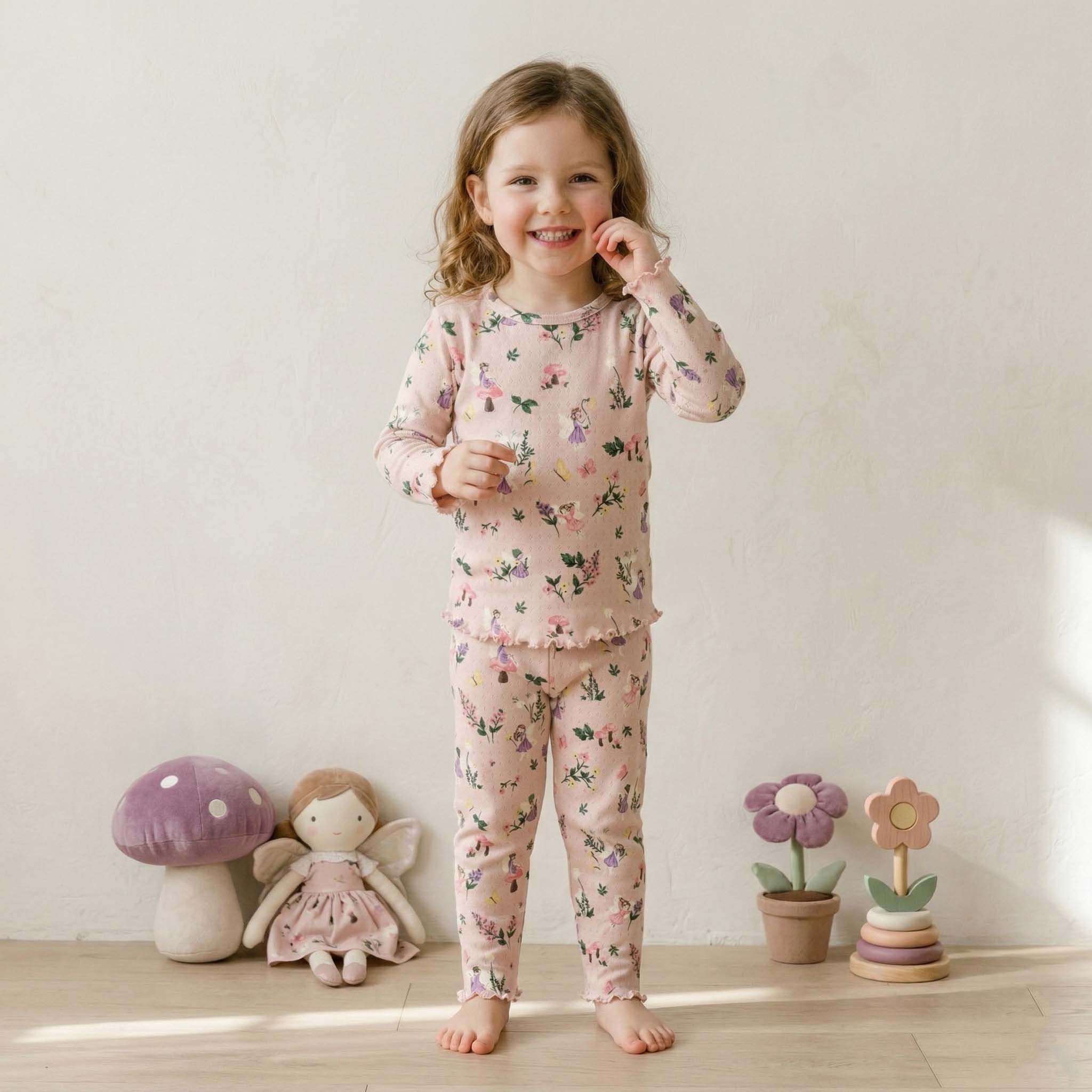 Gardenia Girls Full Sleeves Pajama Set - Pink