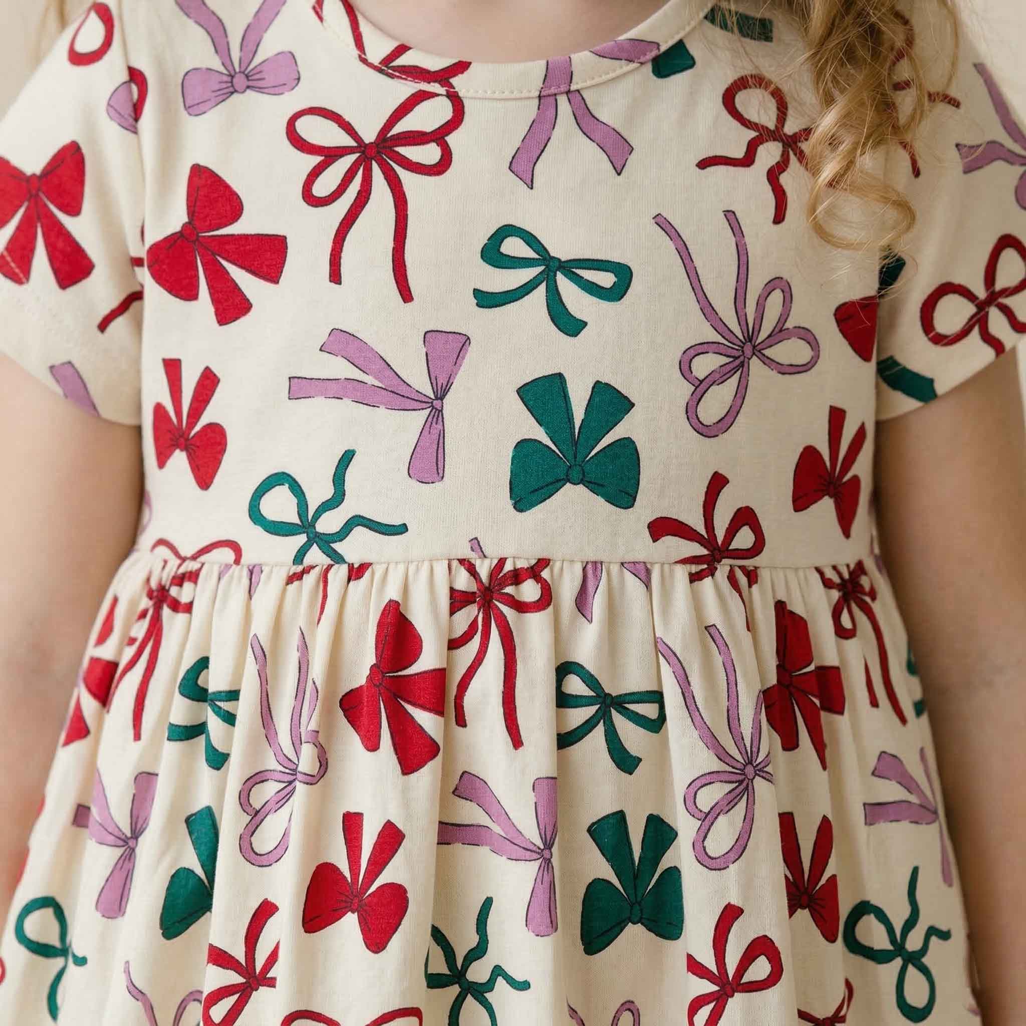 Bows & Knots Girls Frock - Cream