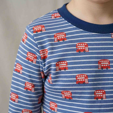 London Bus Boys Full Sleeves Pajama Set - Blue
