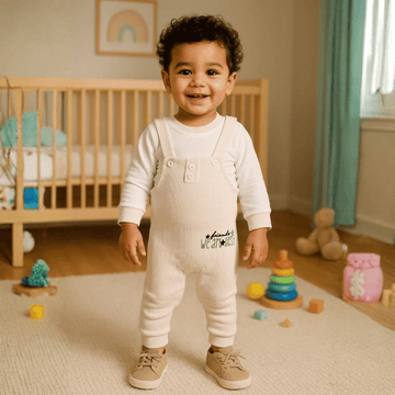 Dungree Friends Baby Boy Bodysuit- Beige