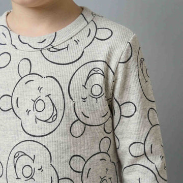 Winnie The Pooh Boys Full Sleeves Pajama Set - Grey
