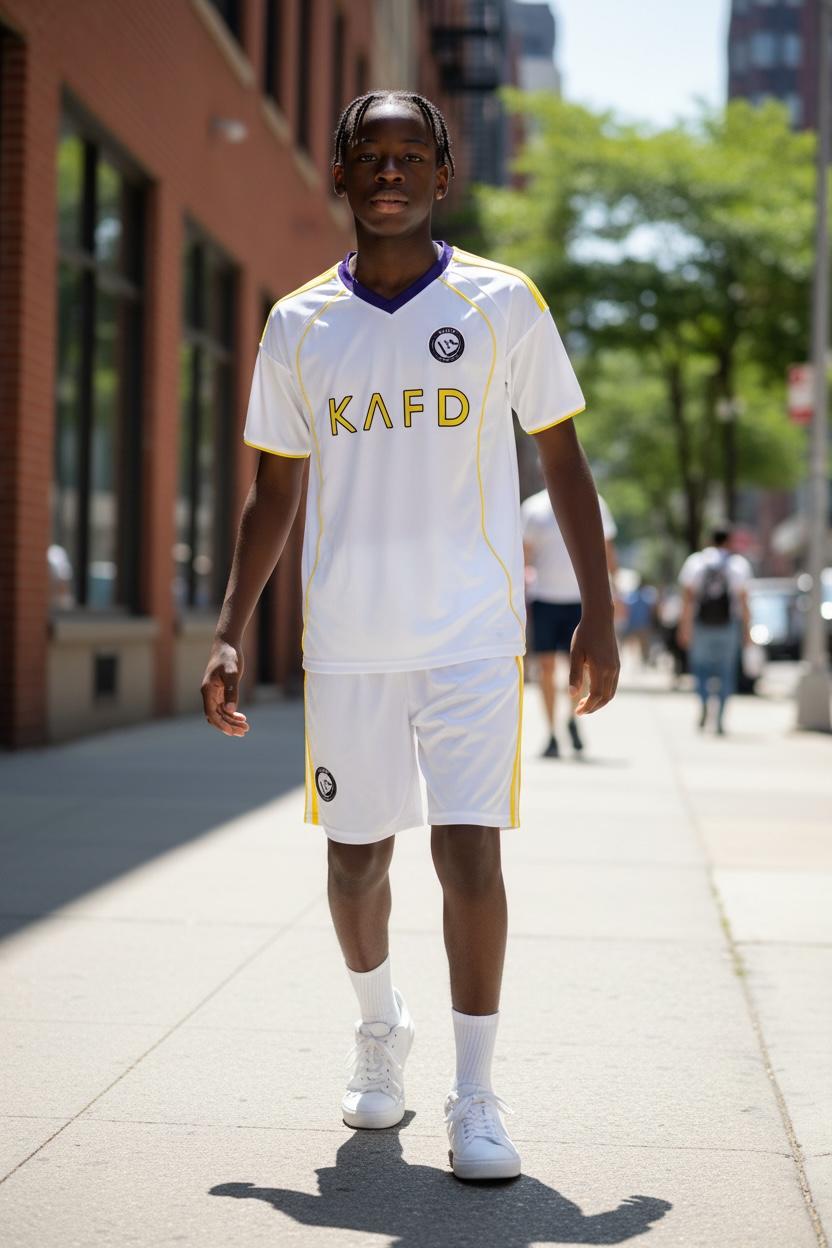 Al Nassr FC Boys Short Set - White & Yellow