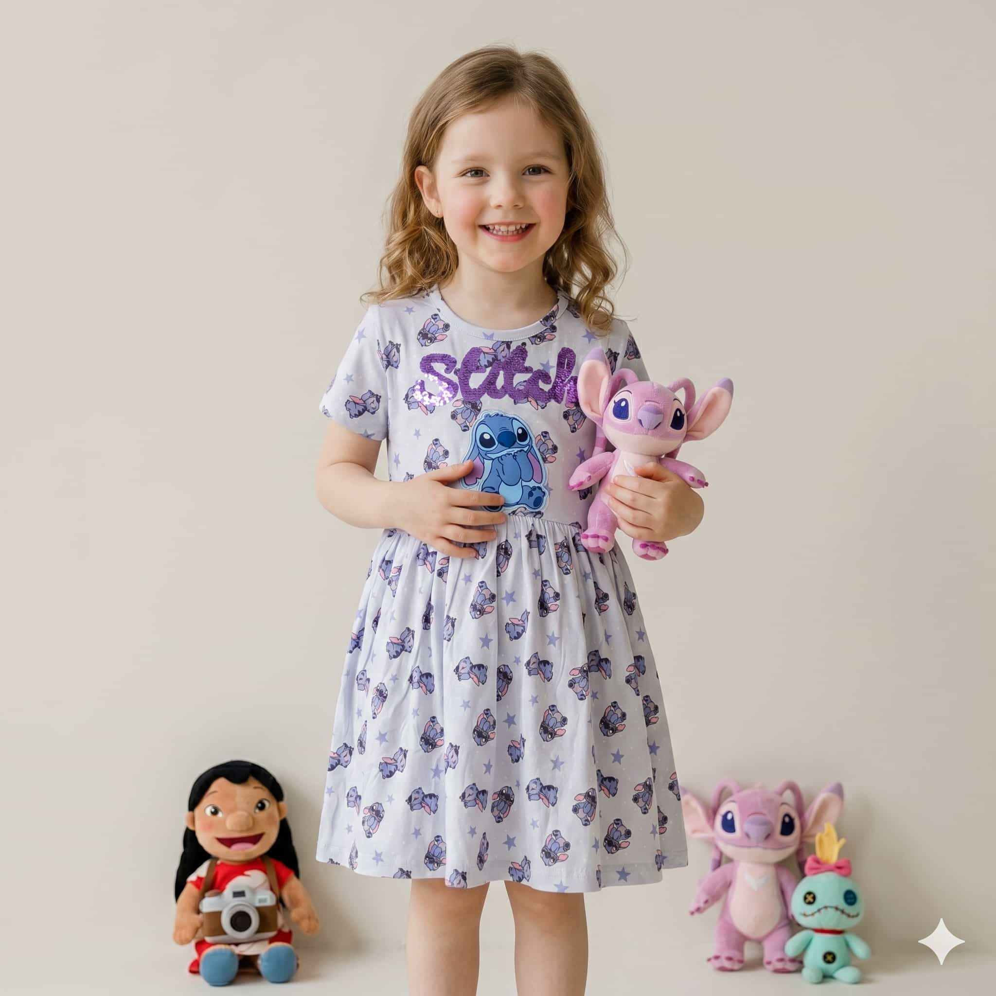 Stitch Girls Frock - Lilac
