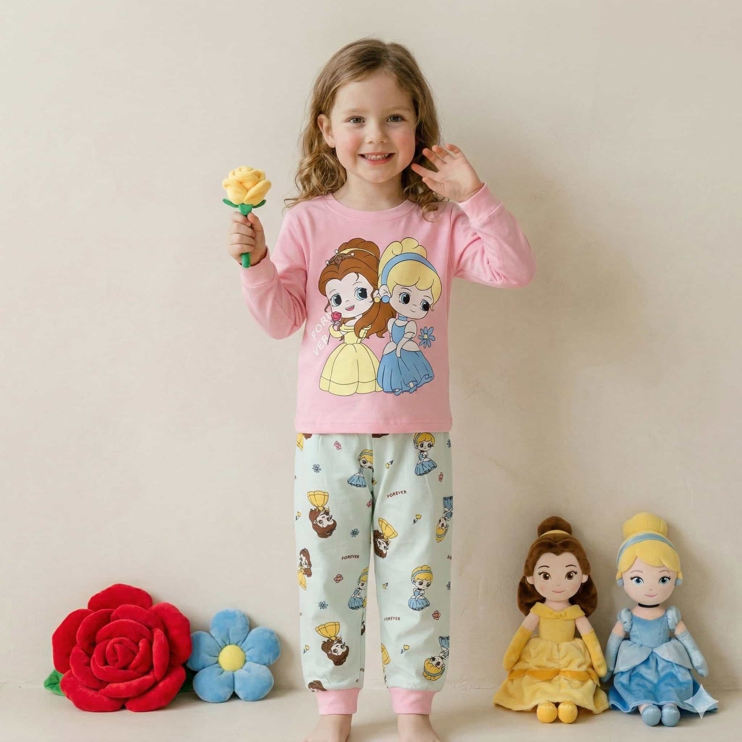 Princess Girls Full Sleeves Pajama Sets -