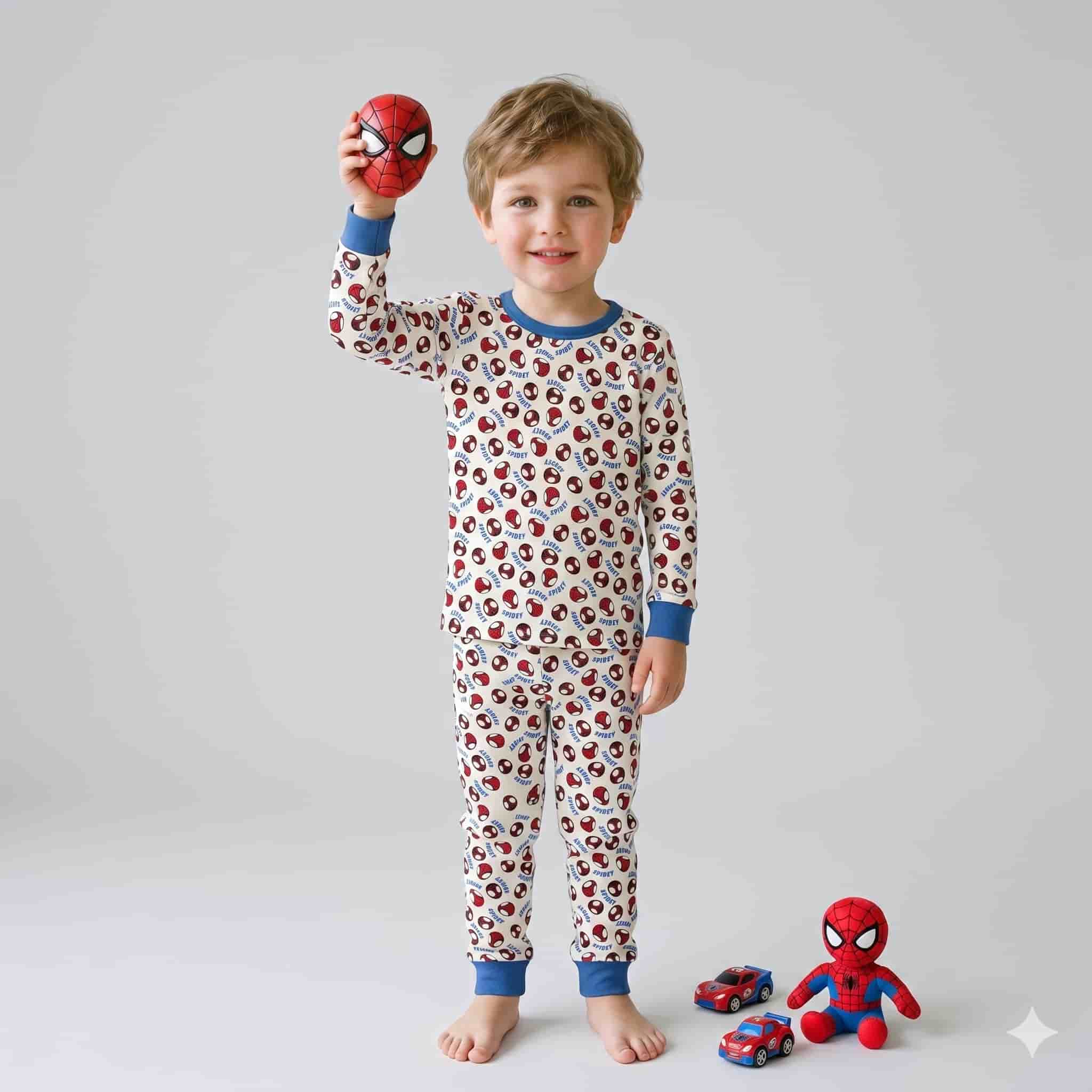 Spider Man Boys Full Sleeves Set - White