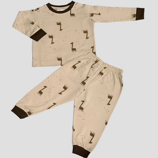 Camel Boys Full Sleeves Pajama Set - Brown