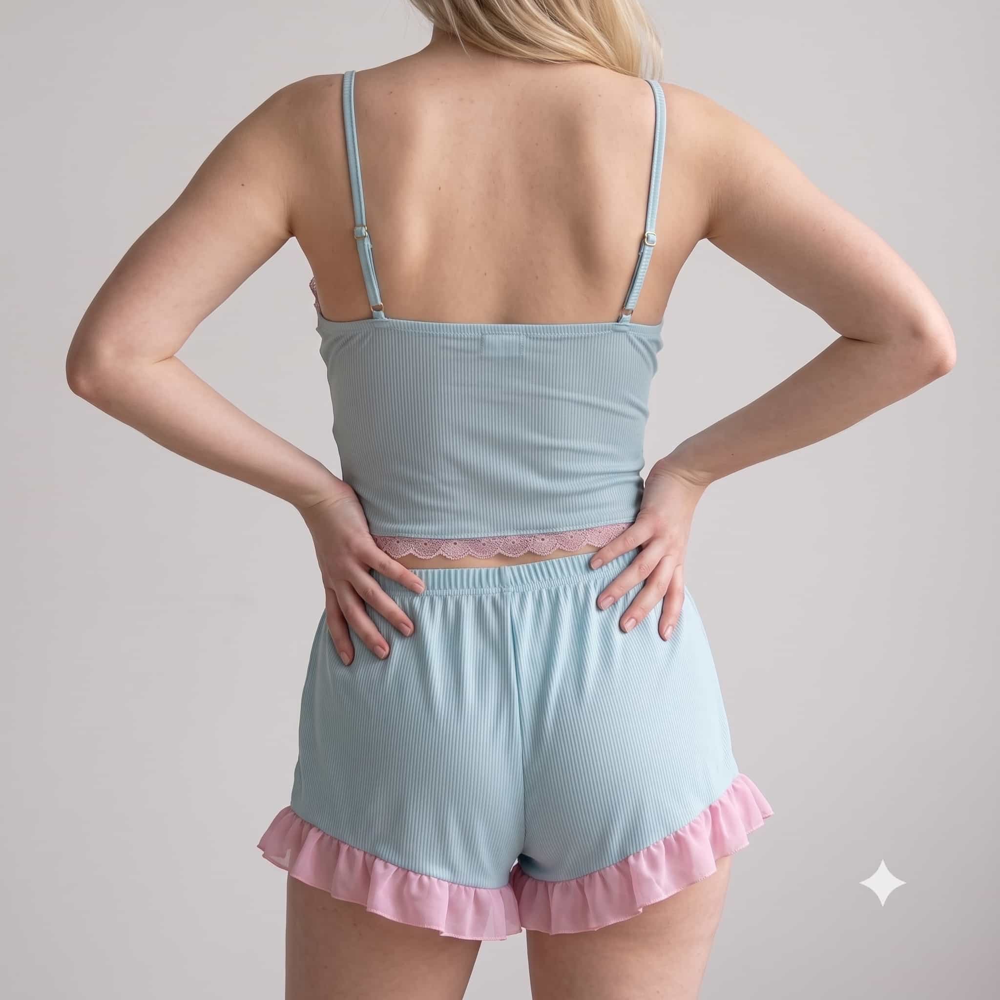 Sky Ribbon Women Cami Short Set - Baby Blue