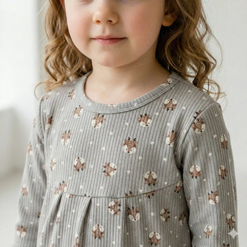 Little Fawn Girl Pajama Set- Grey