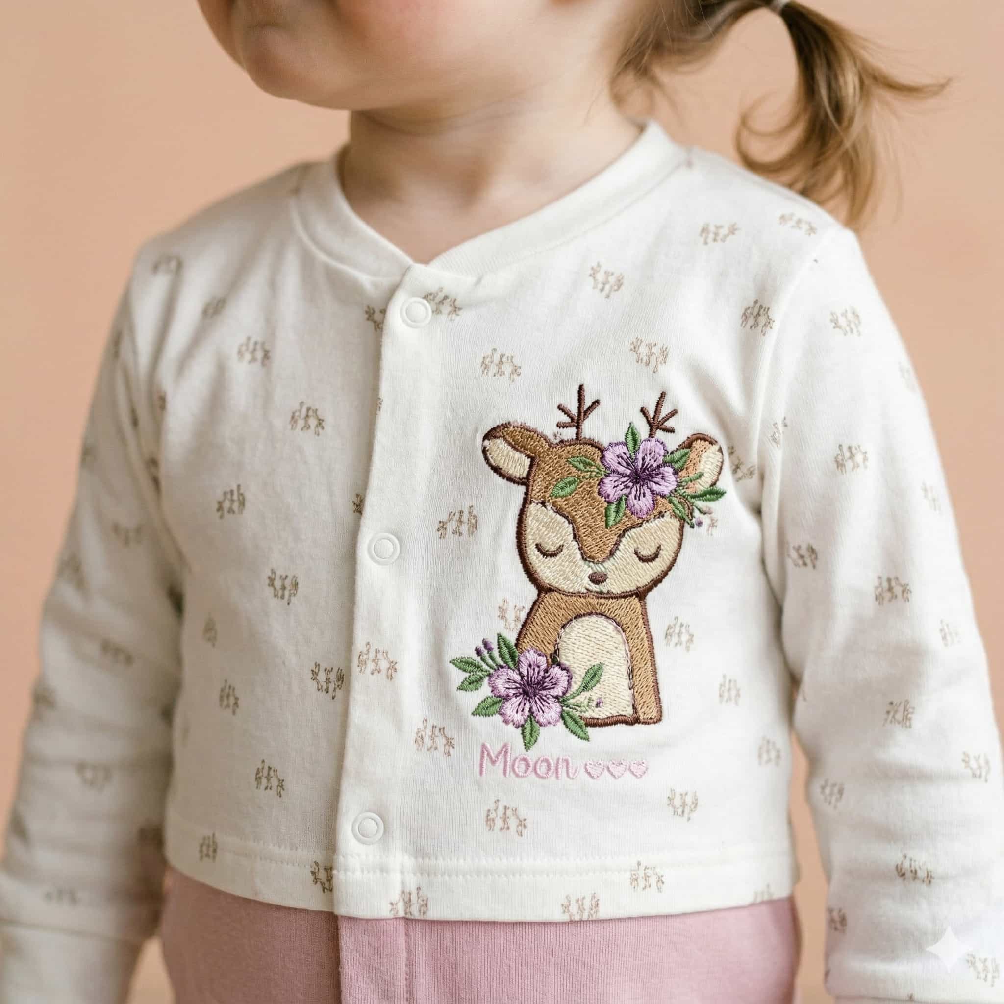Sleepy Deer Baby Girl Set - Dusty Pink