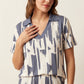 Ikat Print Women Pajama Set - Grey