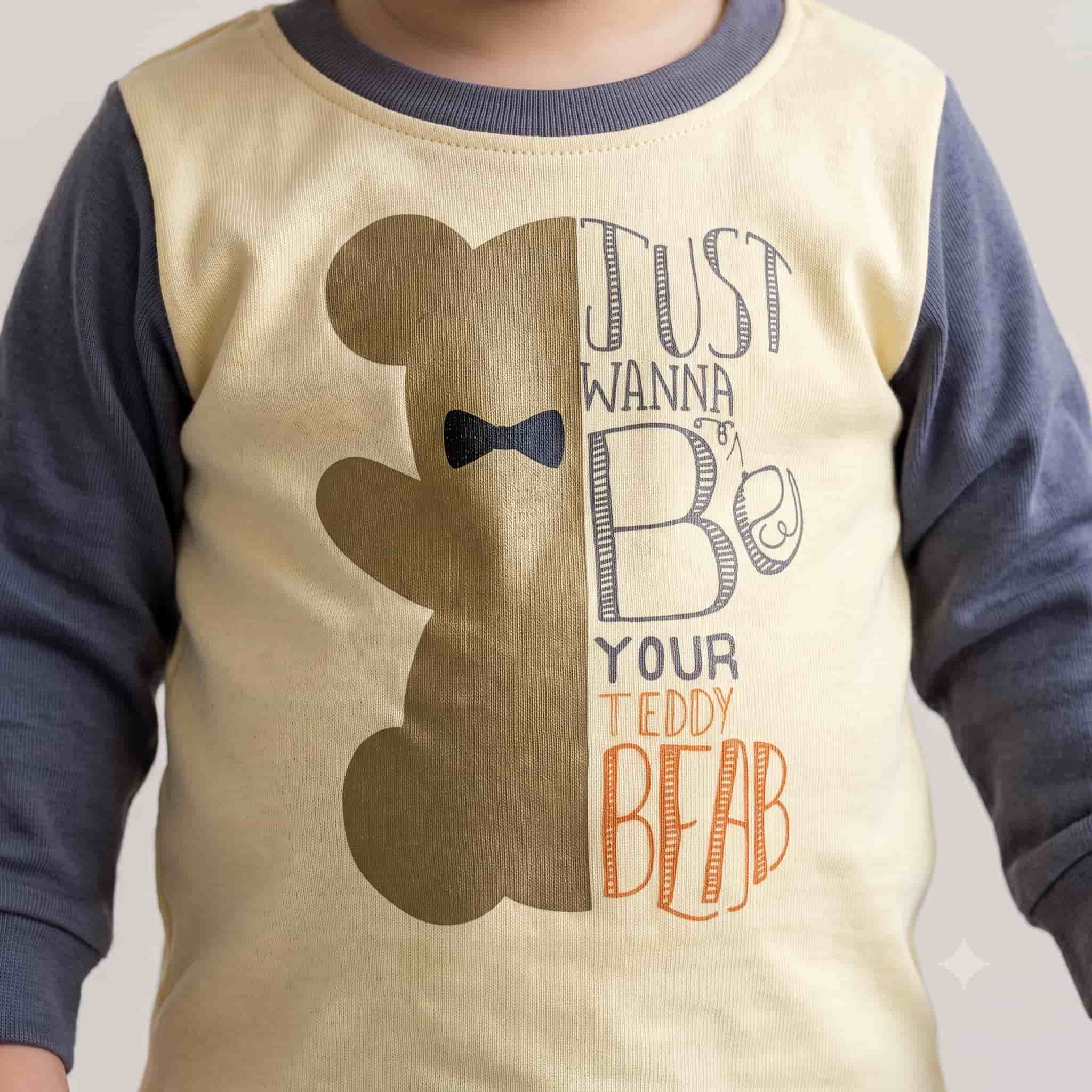 Teddy Hugs Baby Boys Full Sleeves Pajama Set - Cream