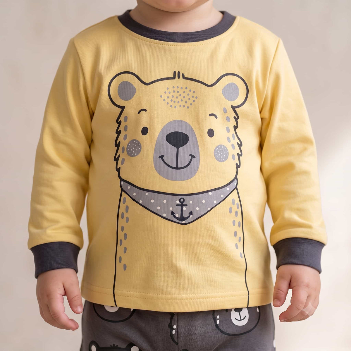 Honey Bear Baby Boys Full Sleeves Pajama Set – Mustard Yellow
