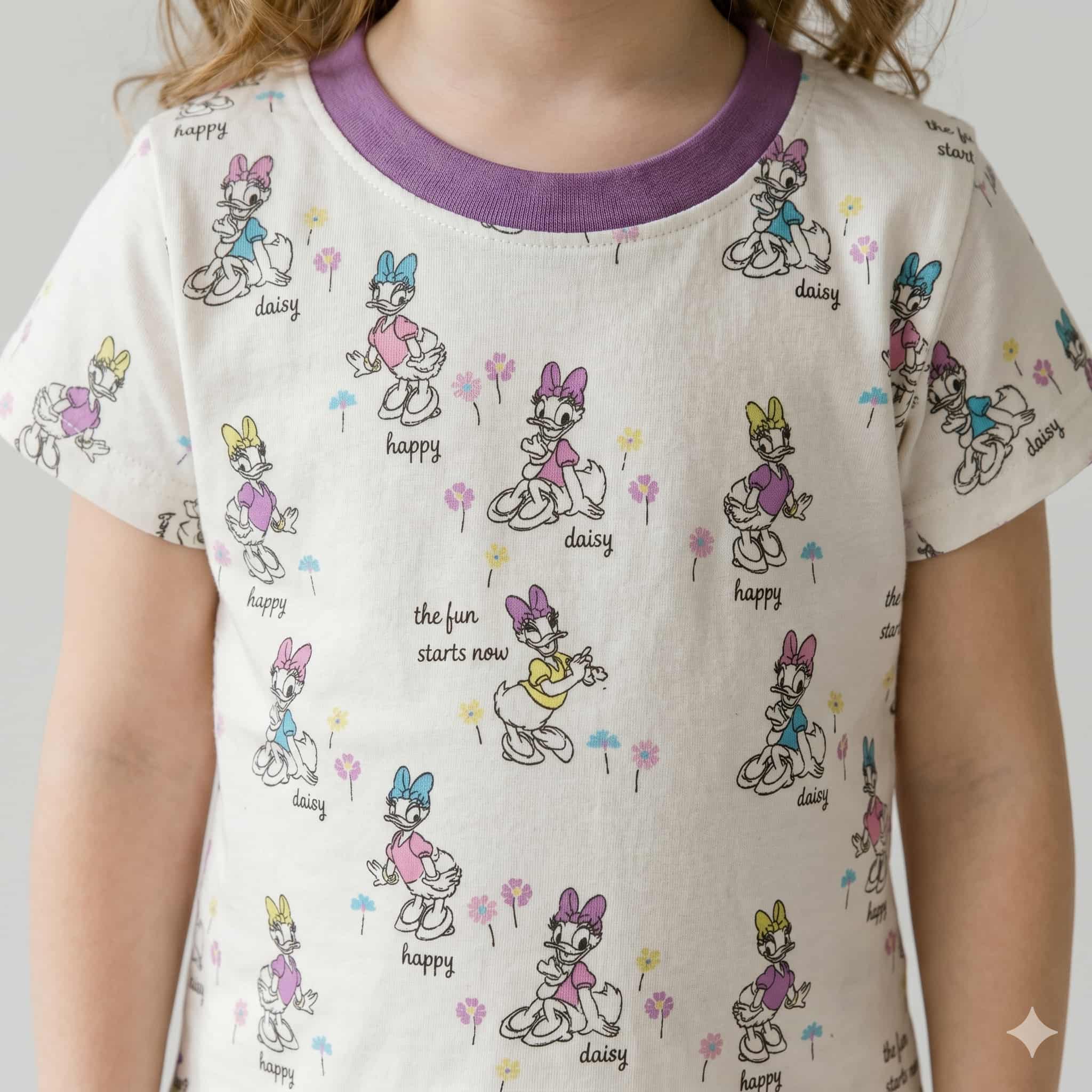 Daisy Duck Girl Half Sleeves Pajama Set - Offwhite