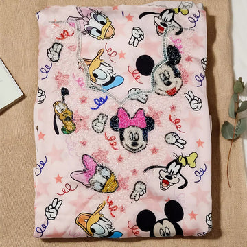 Minnie Girls Embroidered Mukhawir - Pink