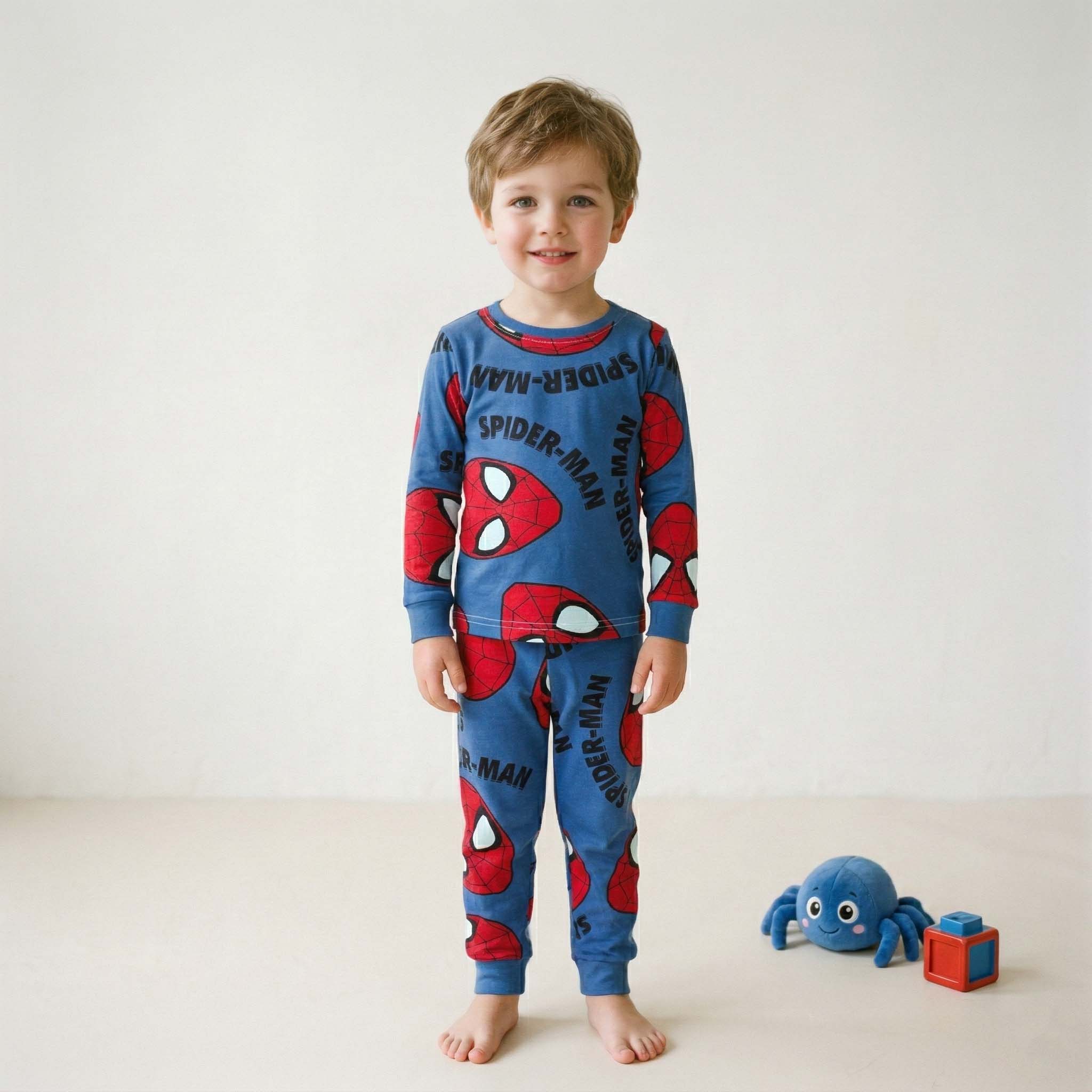 Spiderman Boys Full Sleeves Pajama Set - Blue