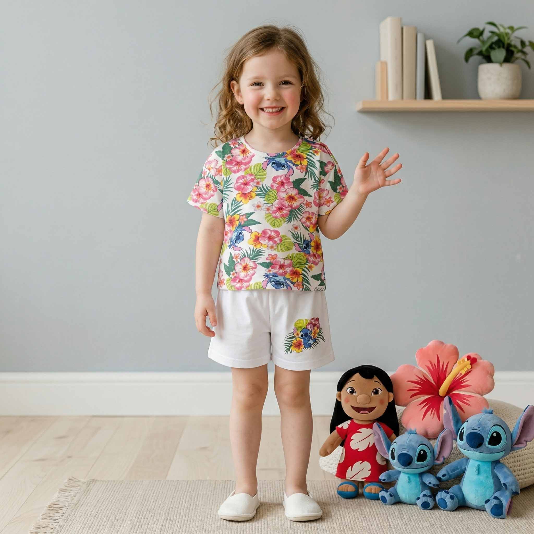 Stitch Tropical Girls Short Set - Multicolor