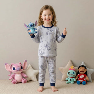 Happy Stitch Girls Disney Pajama Set - Blue