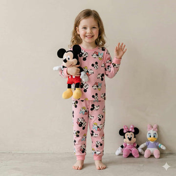 Mickey Mouse Girls Full Sleeves Pajama Sets - Pink