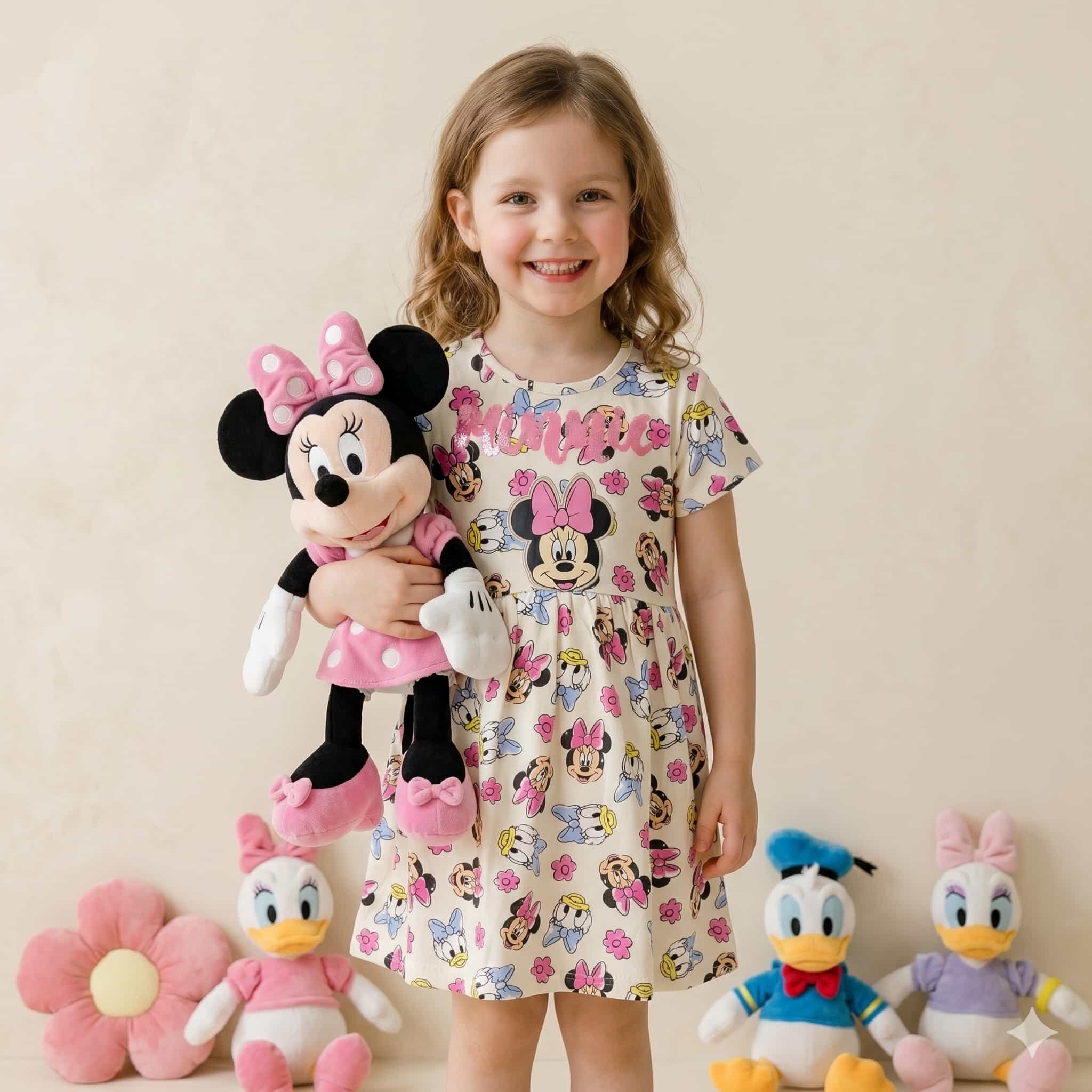 Minnie Mouse Girls Frock - Cream
