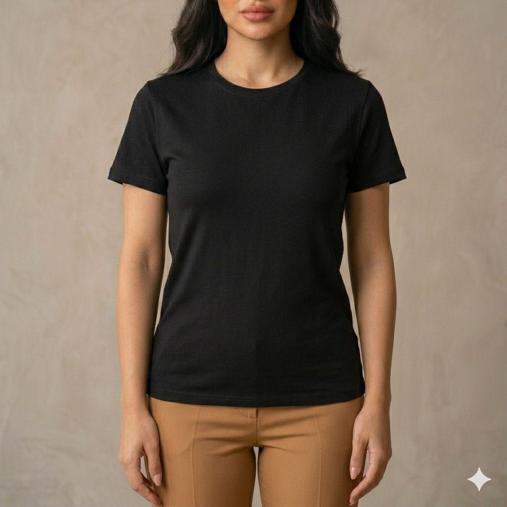 Everyday Noir Women Half Sleeves Top - Black