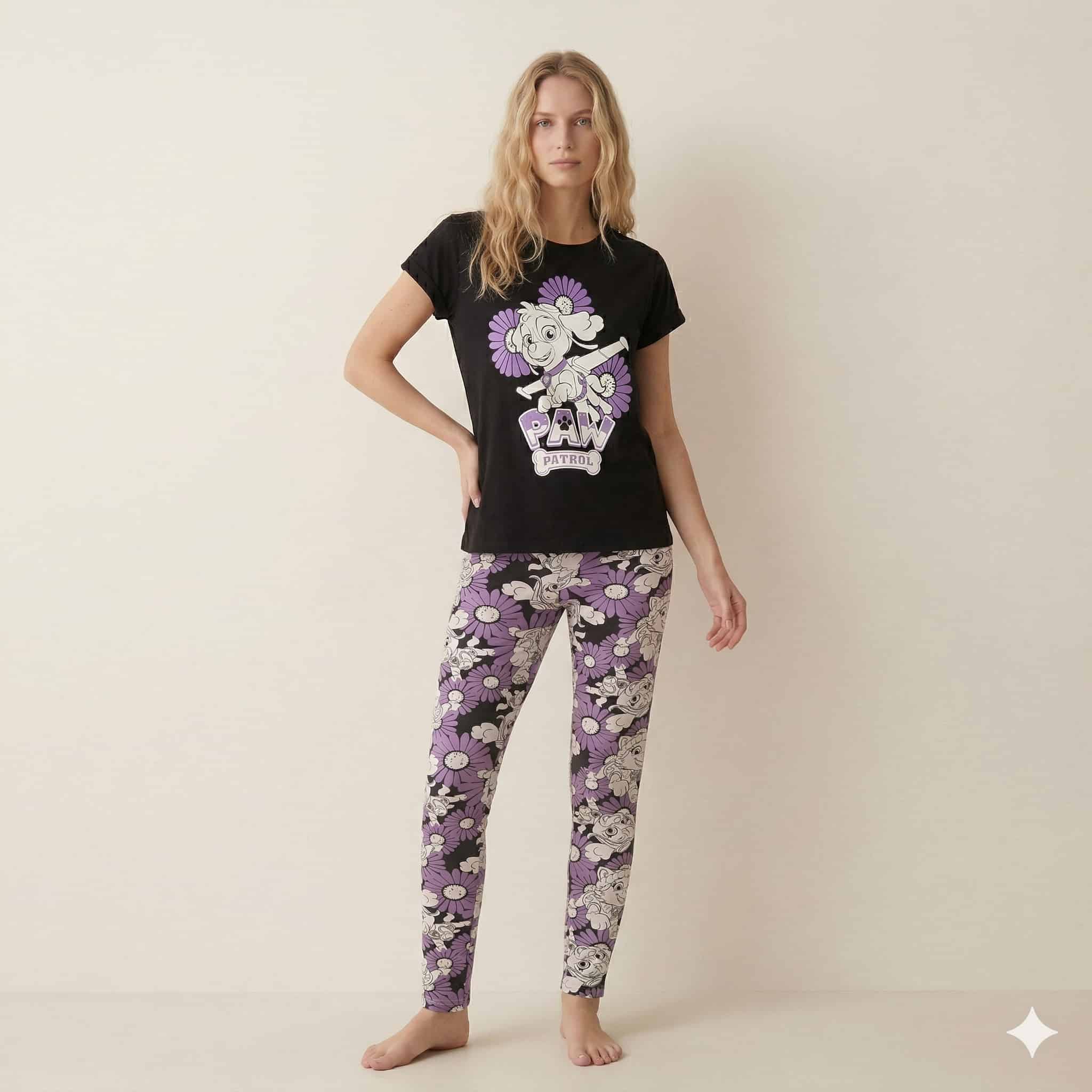 Skye Women Pajama Set - Black-Lavender