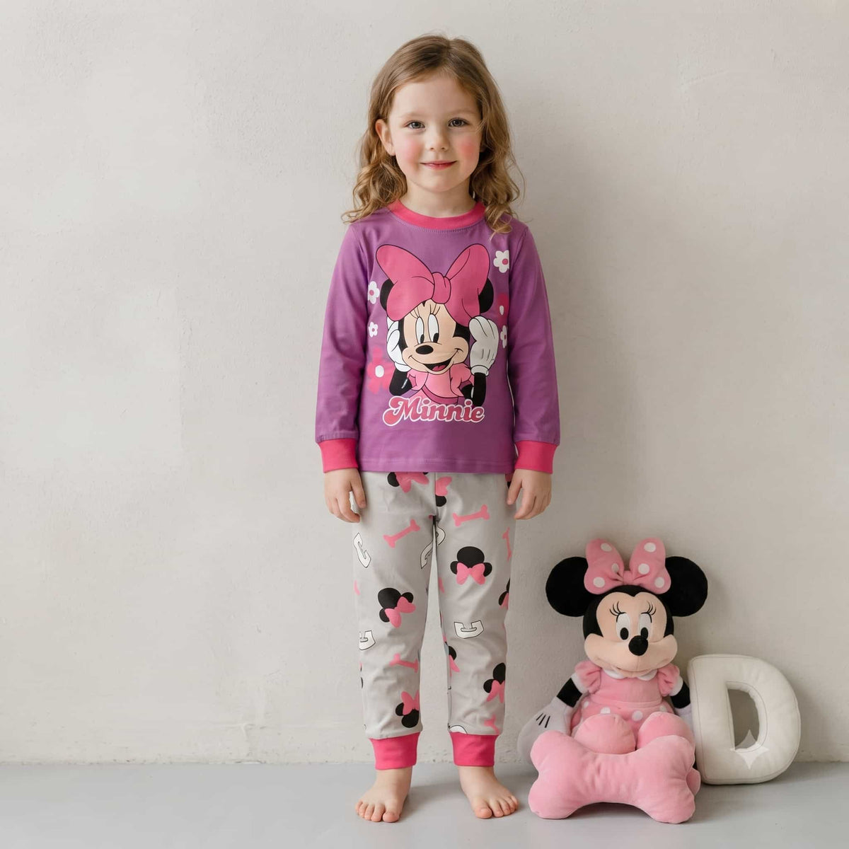 Minnie Mouse Girls Full Sleeves Pajama Set – Purple