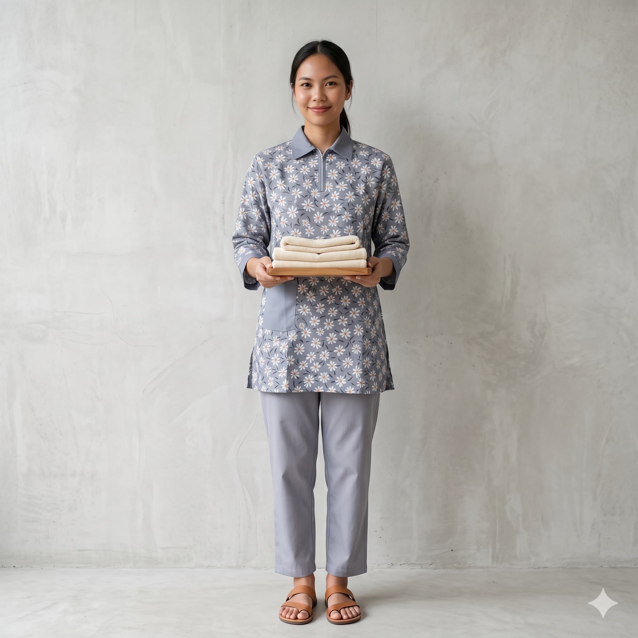 Slate Blossom Maid Women Uniform - Grey