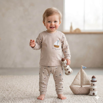 Nautical Dreams Baby Boys Full Sleeves Set - Beige