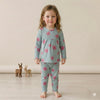 Pink Flower Girl Pajama Set- Blue