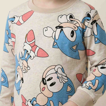 Sonic The Hedgehog Boys Full Sleeves Pajama Set - Grey