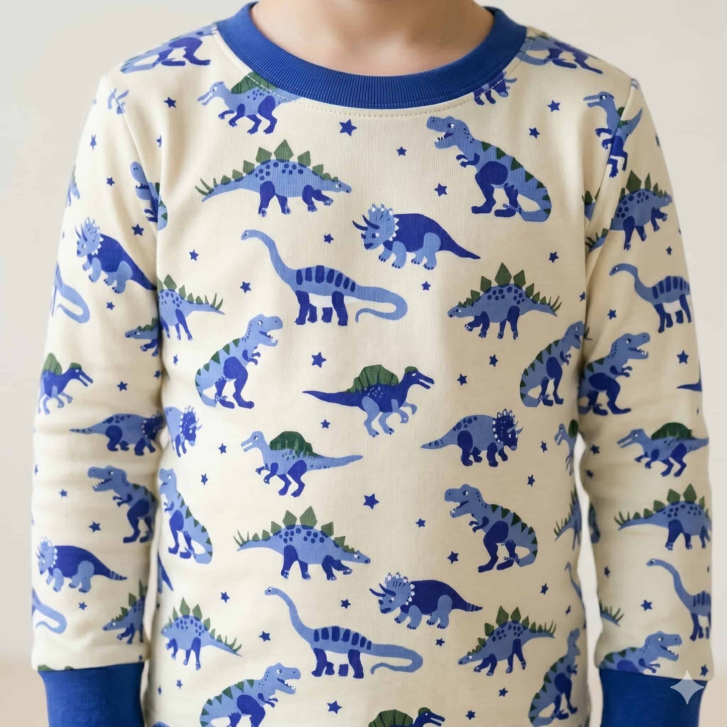 Dino Roar Boys Full Sleeves Pajama Set - White