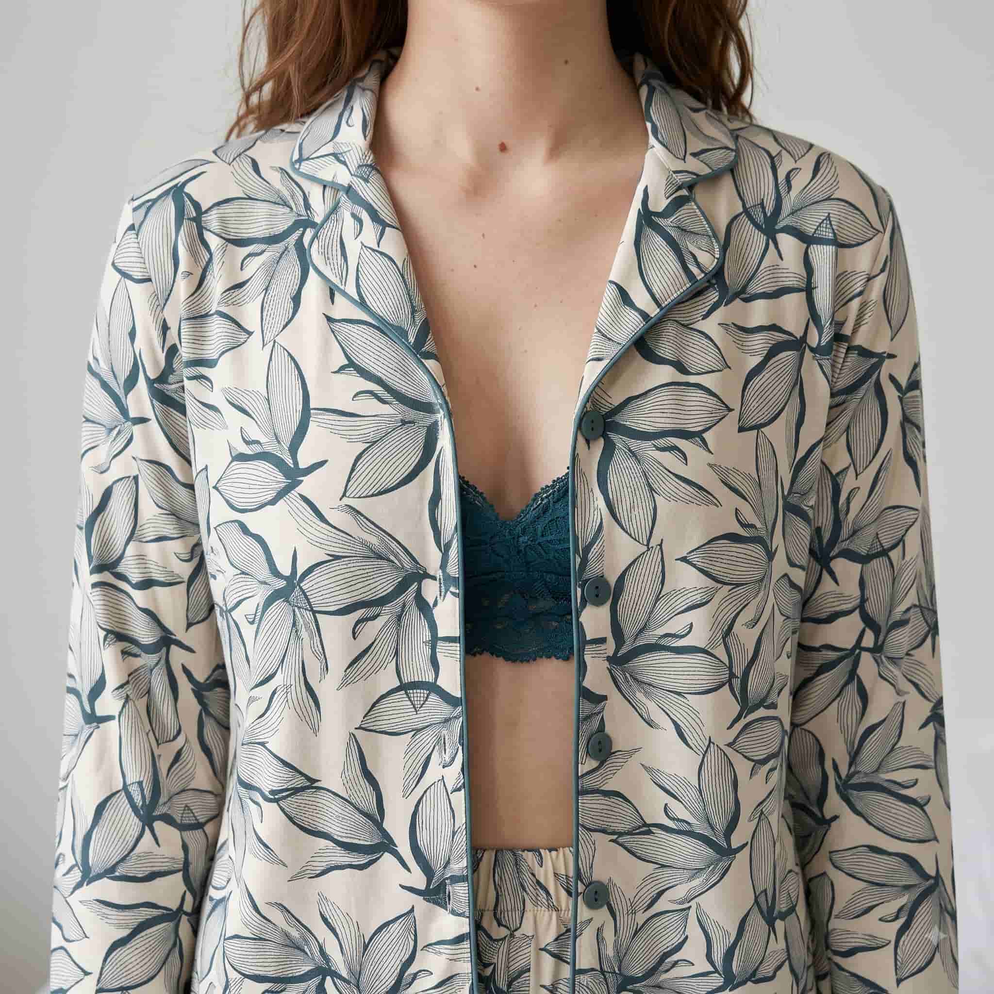 Teal Canopy Women Full Sleeves Pajama Set - Teal