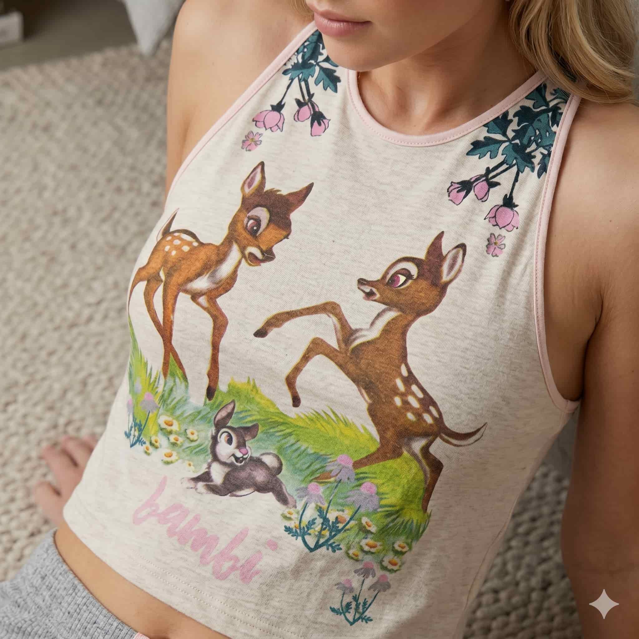 Bambi Bloom Women Pajama Set with Cream