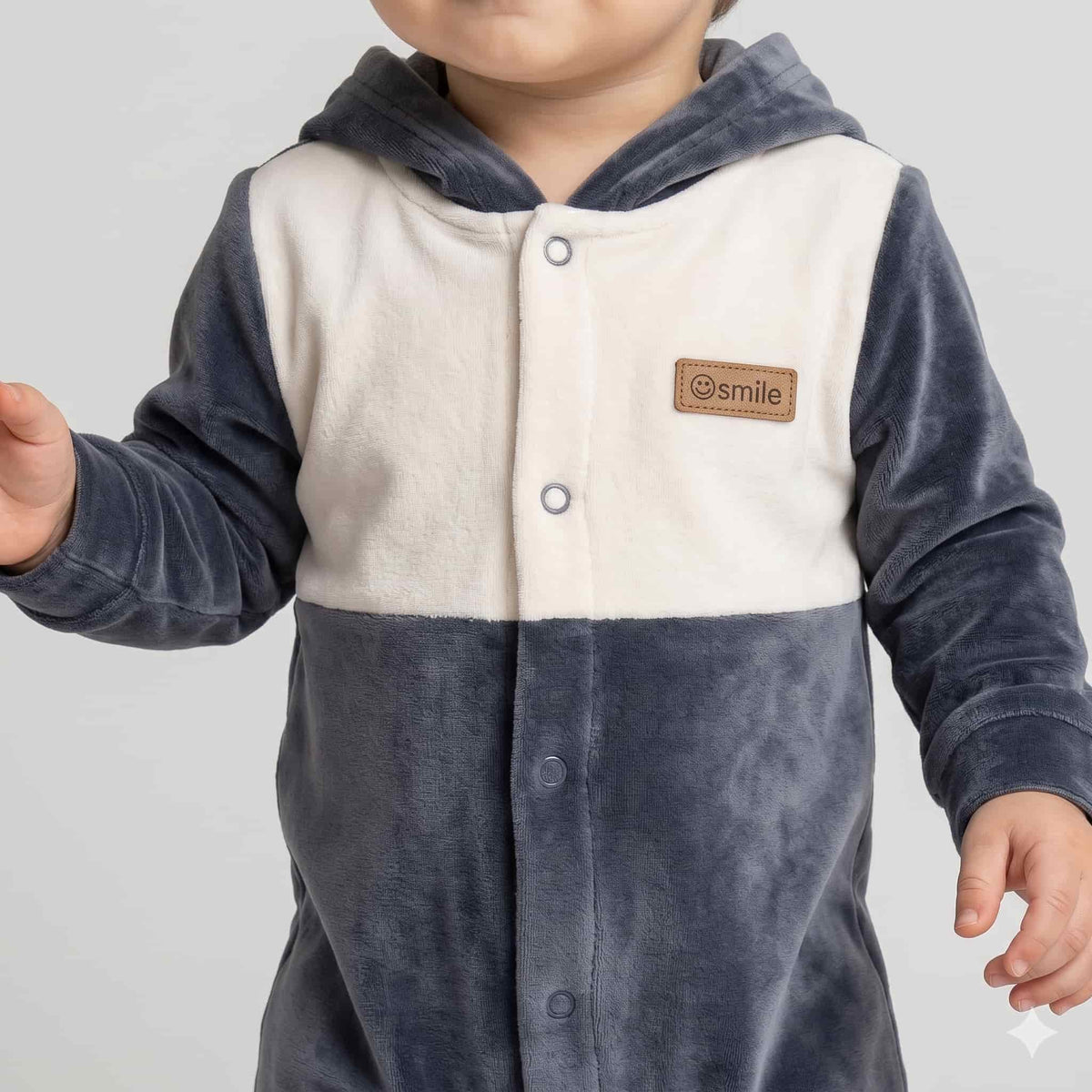 Smiley Cuddles Baby Boys Winter Full Sleeves Pajama Set – Cream & Slate Grey