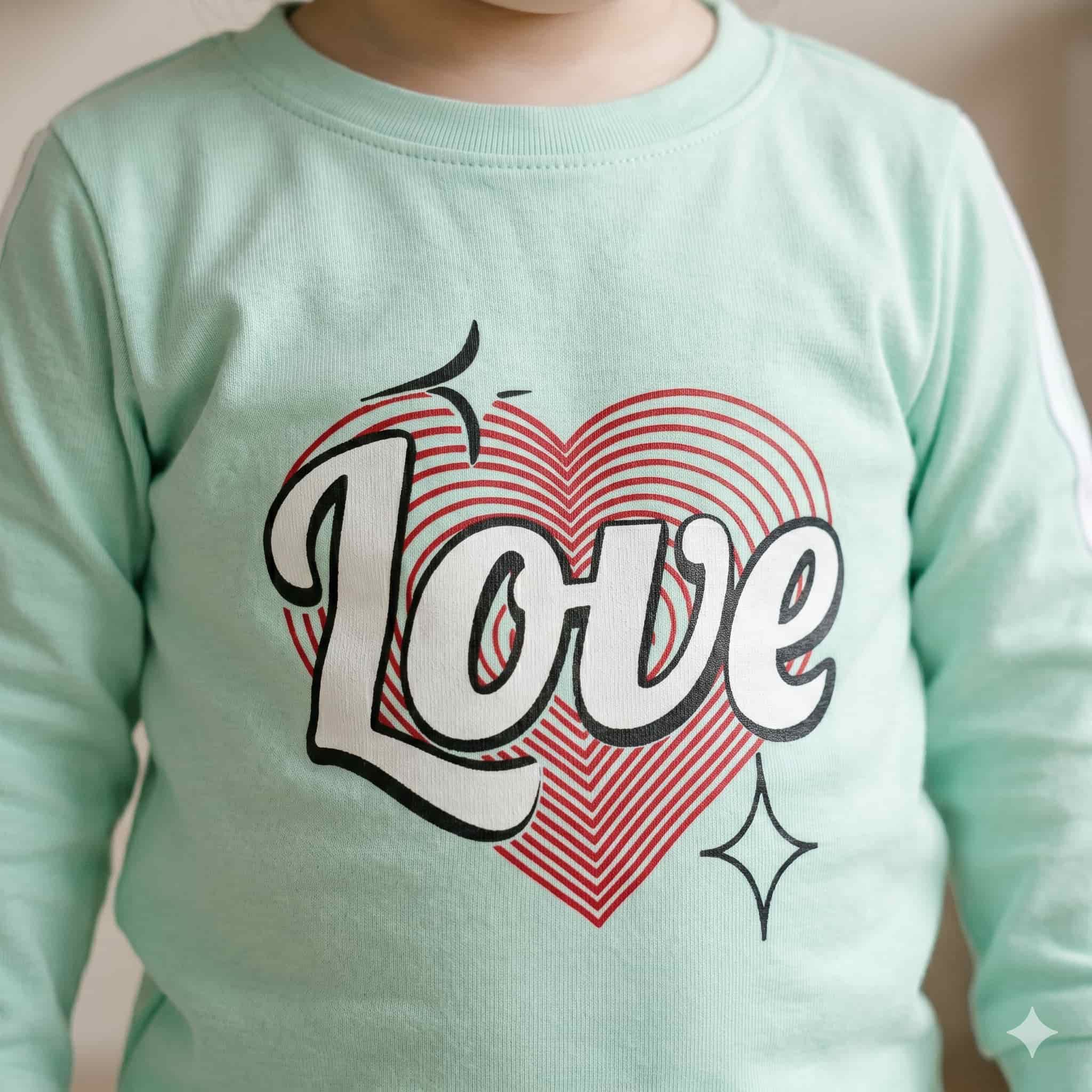 Retro Love Baby Girls Full Sleeves Set - Mint Green