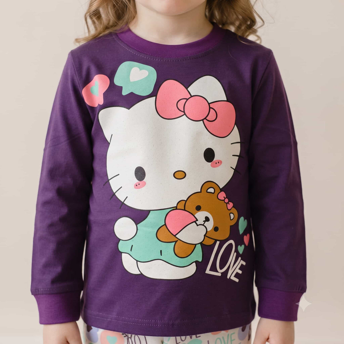 Hello Kitty Girls Full Sleeves Pajama Set – Purple
