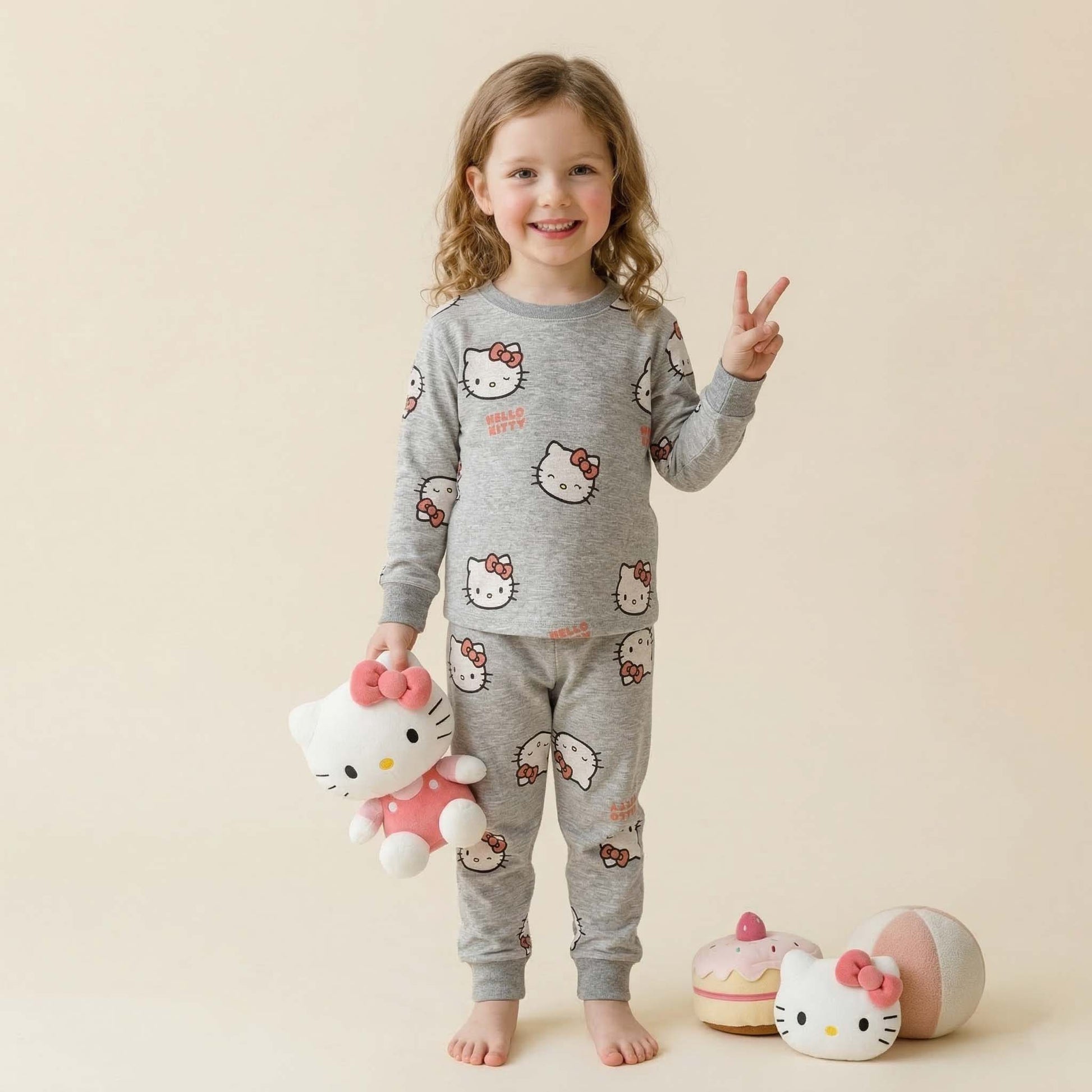 Hello Kitty Girls Disney Pajama Set - Grey