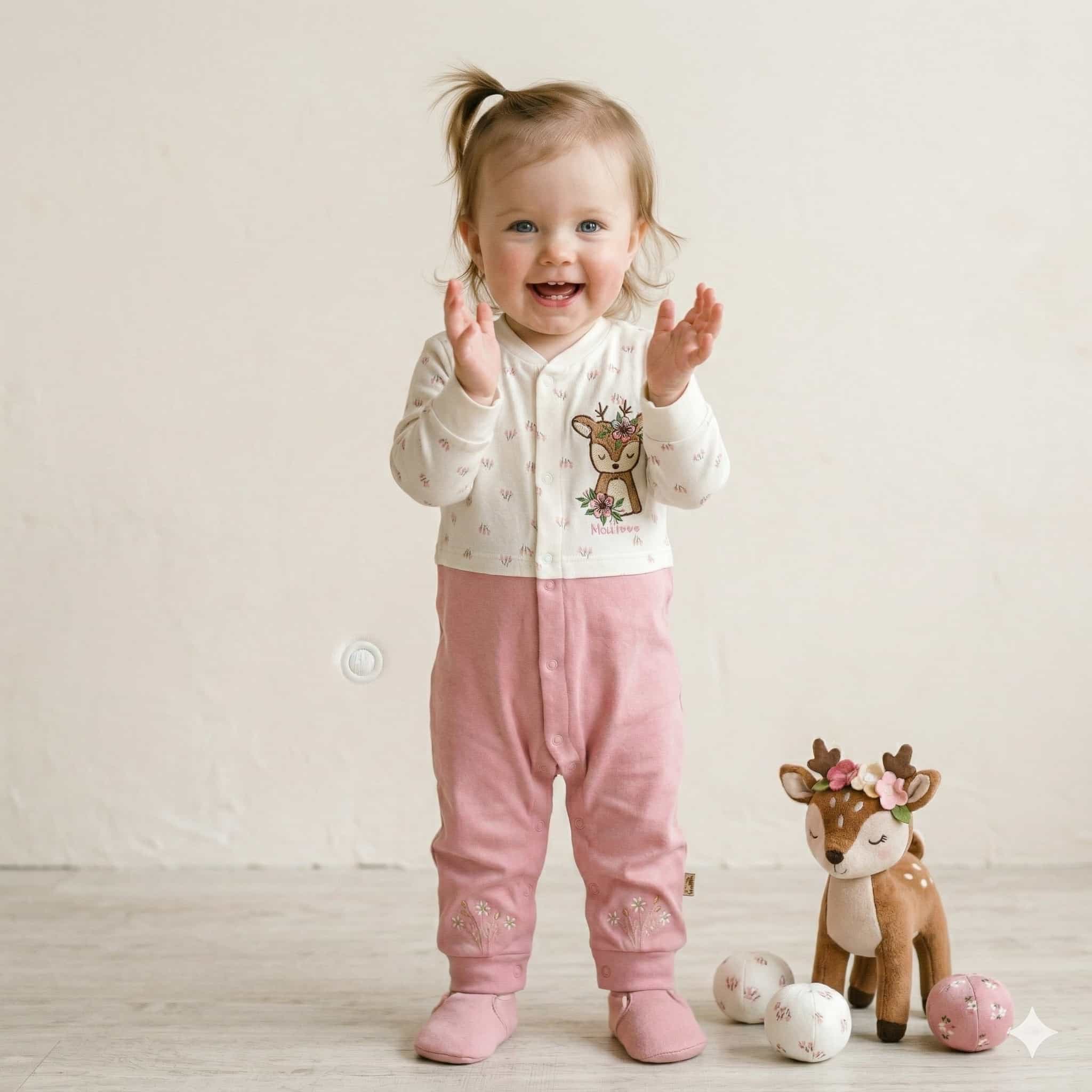 Sleepy Deer Baby Girl Set - Pink