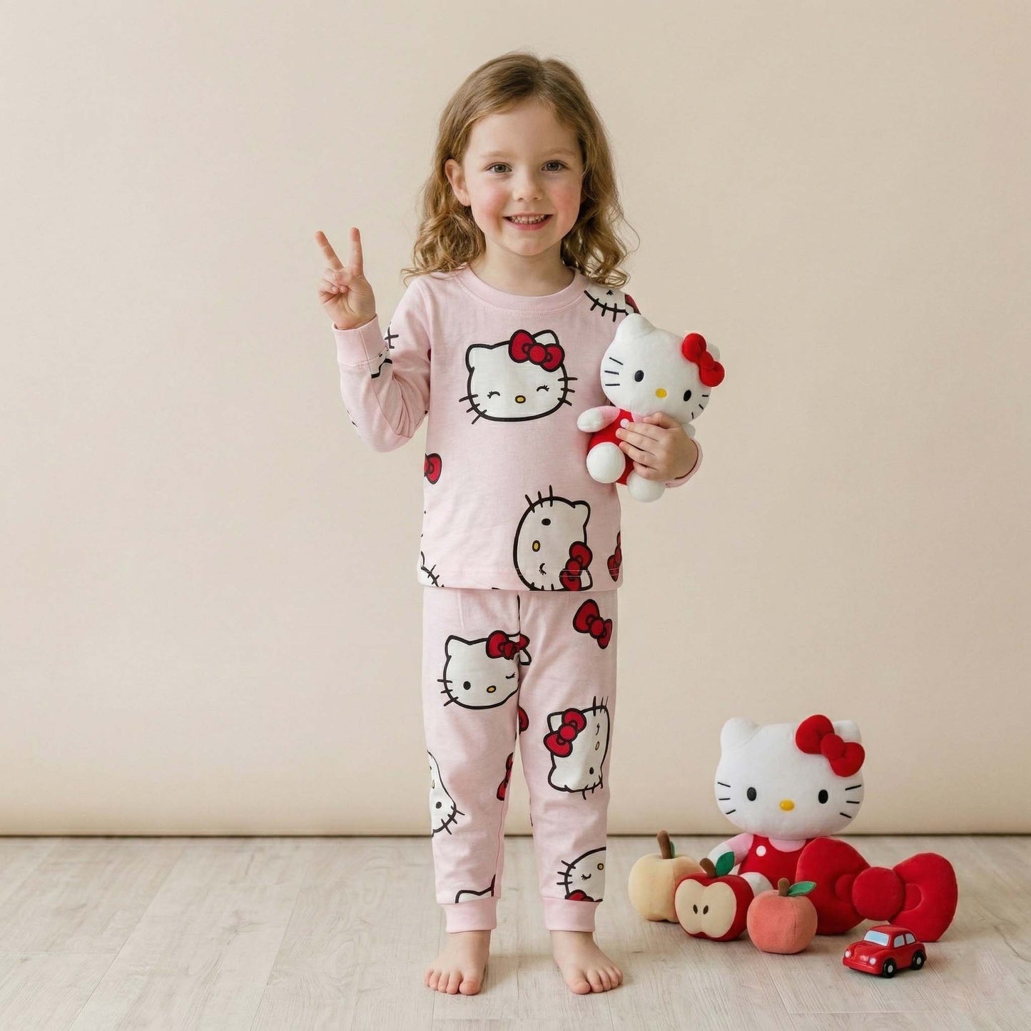 Hello Kitty Girls Full Sleeves Pajama Set - Pink