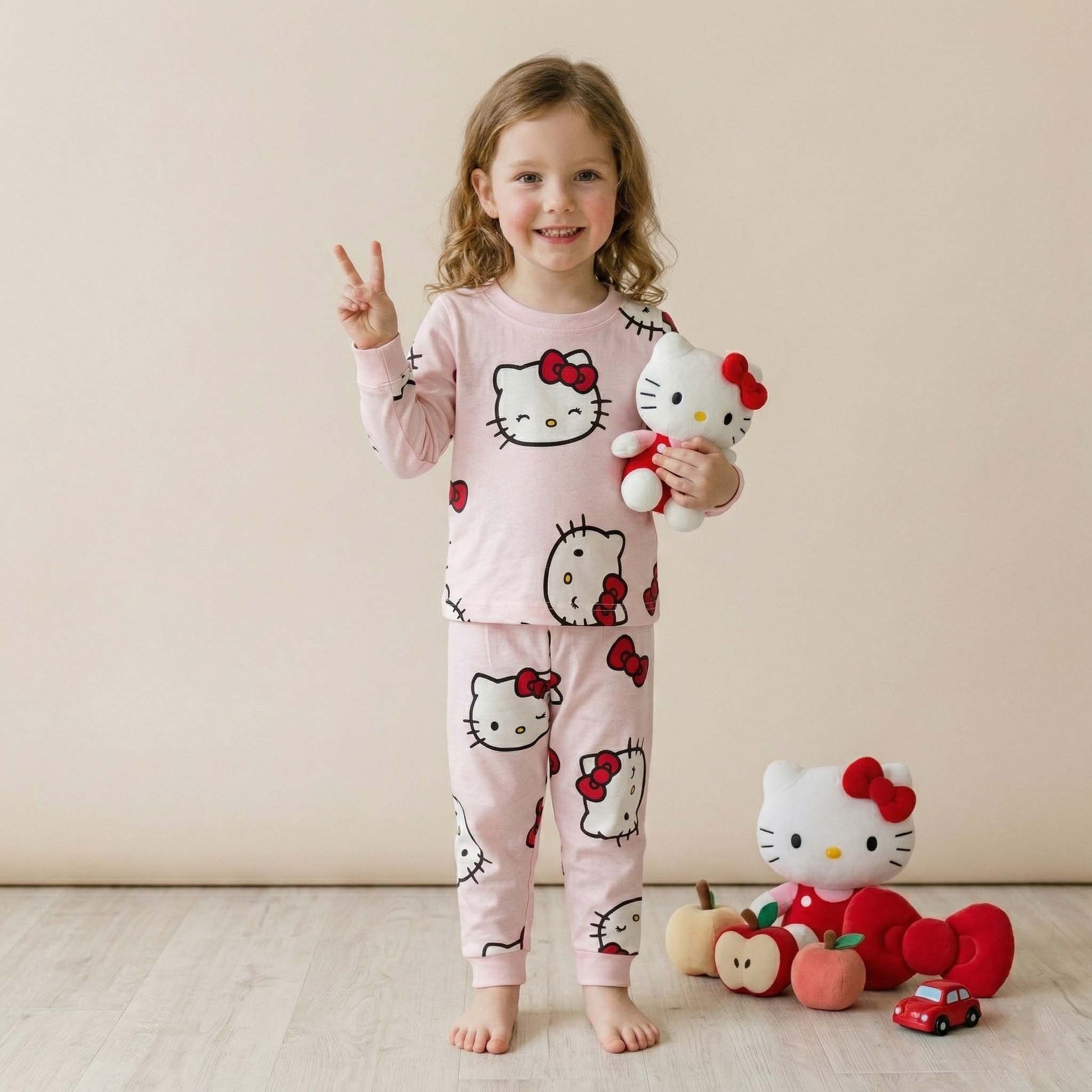 Hello Kitty Girls Full Sleeves Pajama Set - Pink