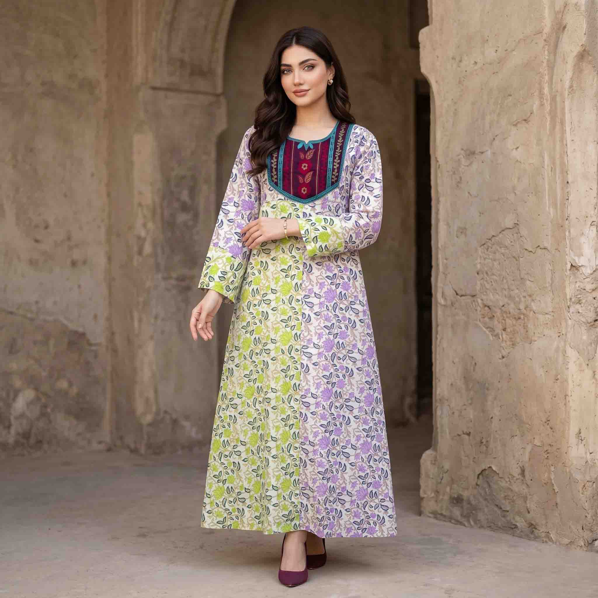 Garden Bloom Women Darra - Lime & Purple