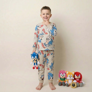 Sonic The Hedgehog Boys Full Sleeves Pajama Set - Grey