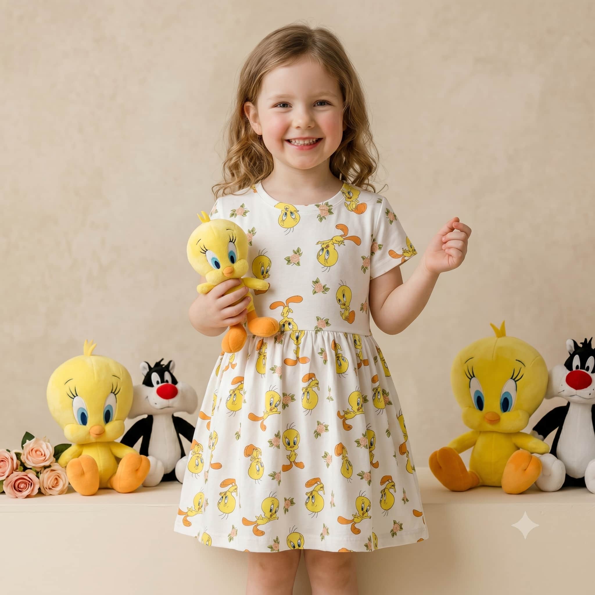 Little Duck Girls Frock - Off White
