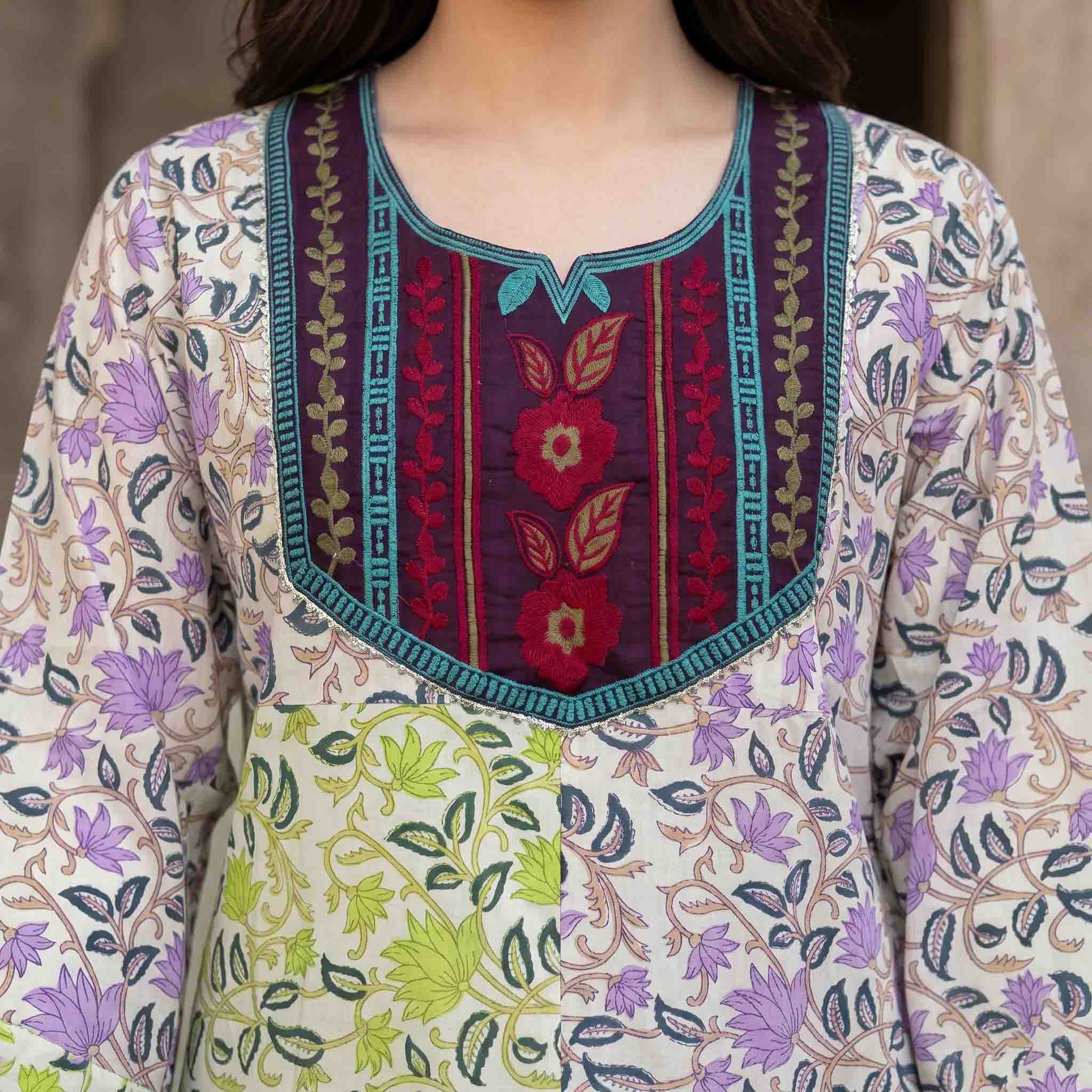 Garden Bloom Women Darra - Lime & Purple