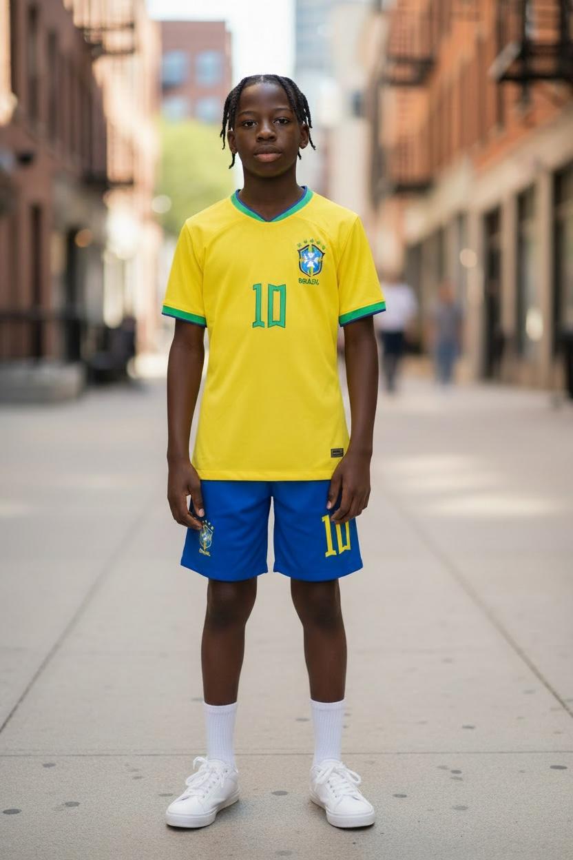 Brazil National Team Boys Short Set - Yellow & Blue