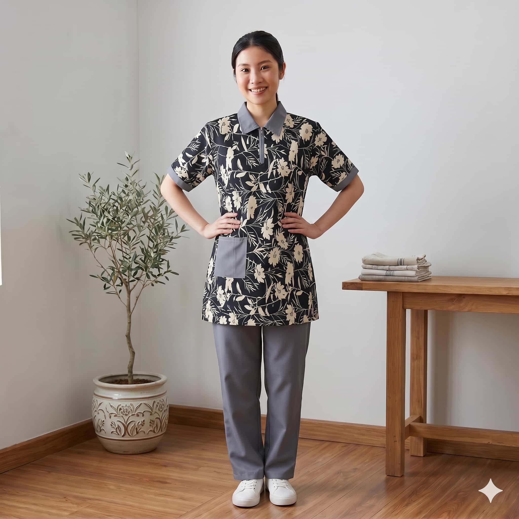 Onyx Bloom Maid Women Uniform Set - Black