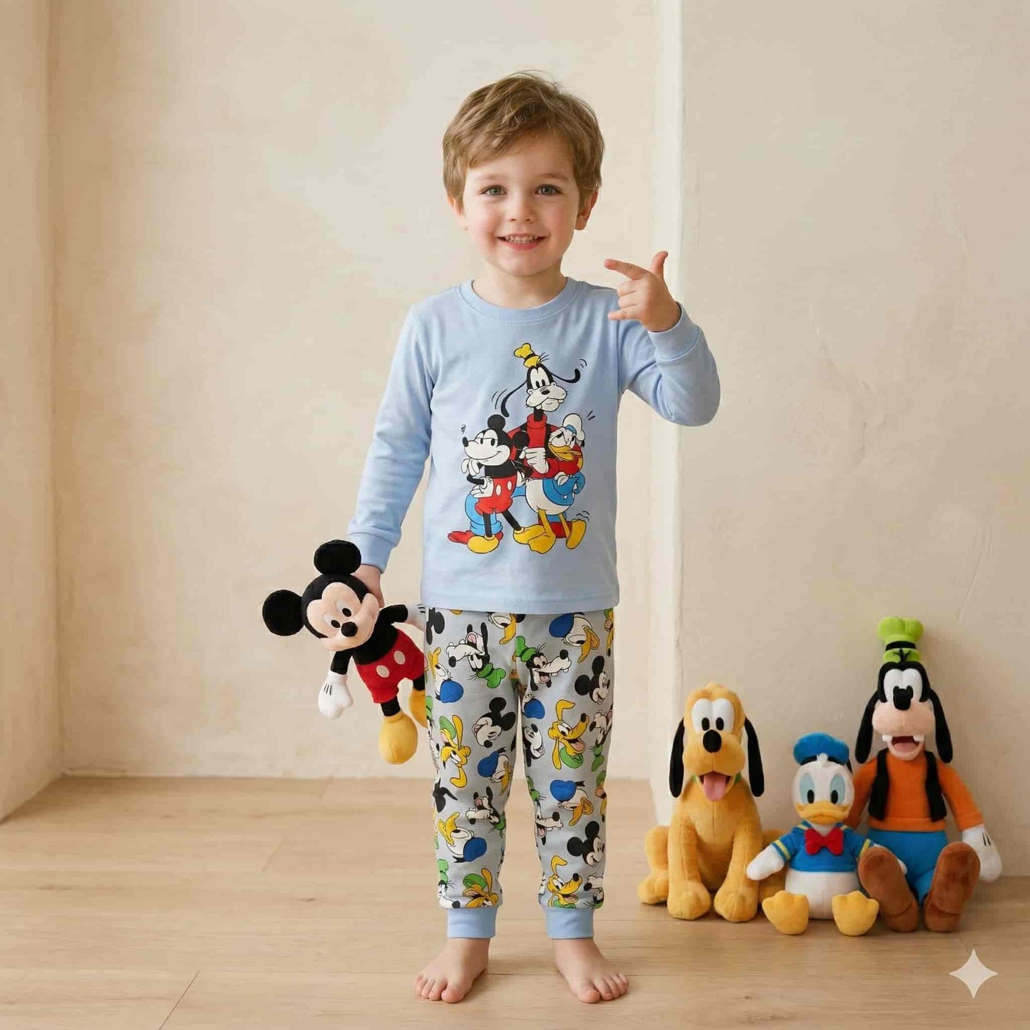 Donald Duck Boys Full Sleeves Pajama Sets - Light Blue