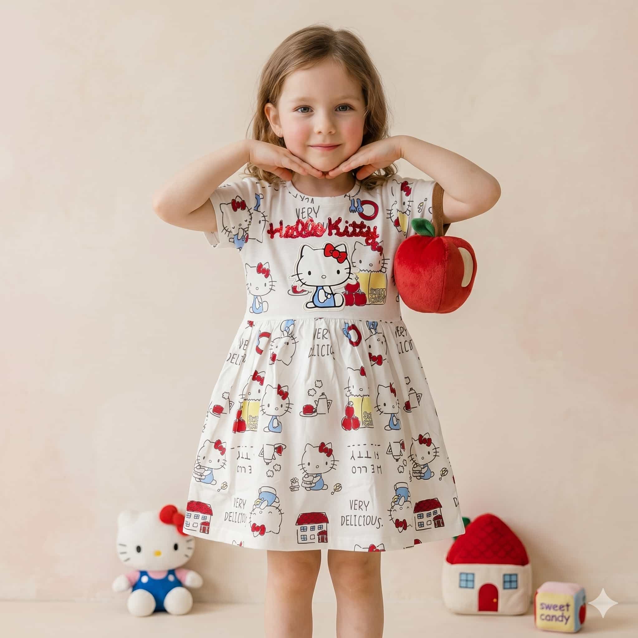 Hello Kitty Girls Frock - White